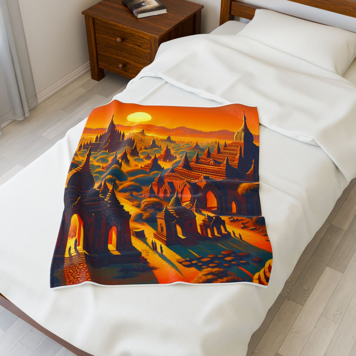 Golden Pagoda Panorama- Plush Blanket