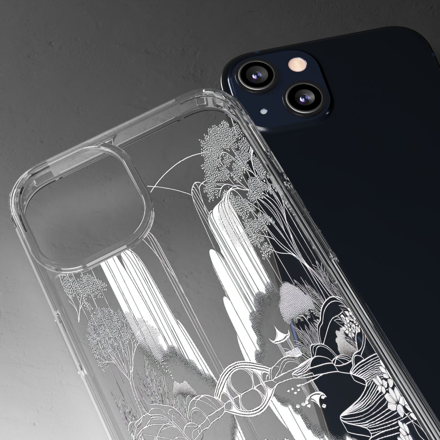 Transparent Waterfall Bridge Scene Iphone Case Compatible With Iphone 16 15 14 - Clear Phone Cover