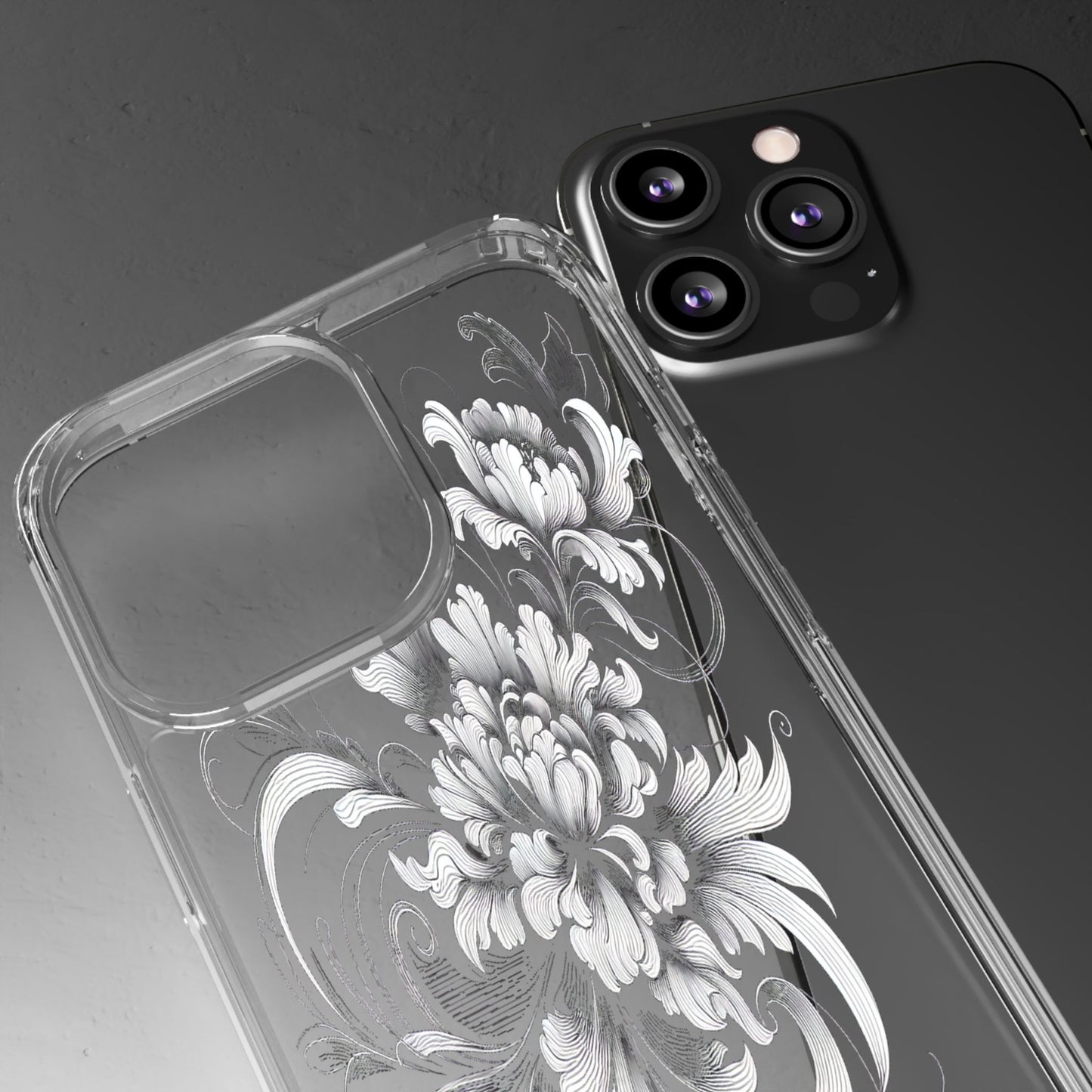 Transparent Intricate Flourish Design Iphone Case Compatible With Iphone 16 15 14 - Clear Phone Cover
