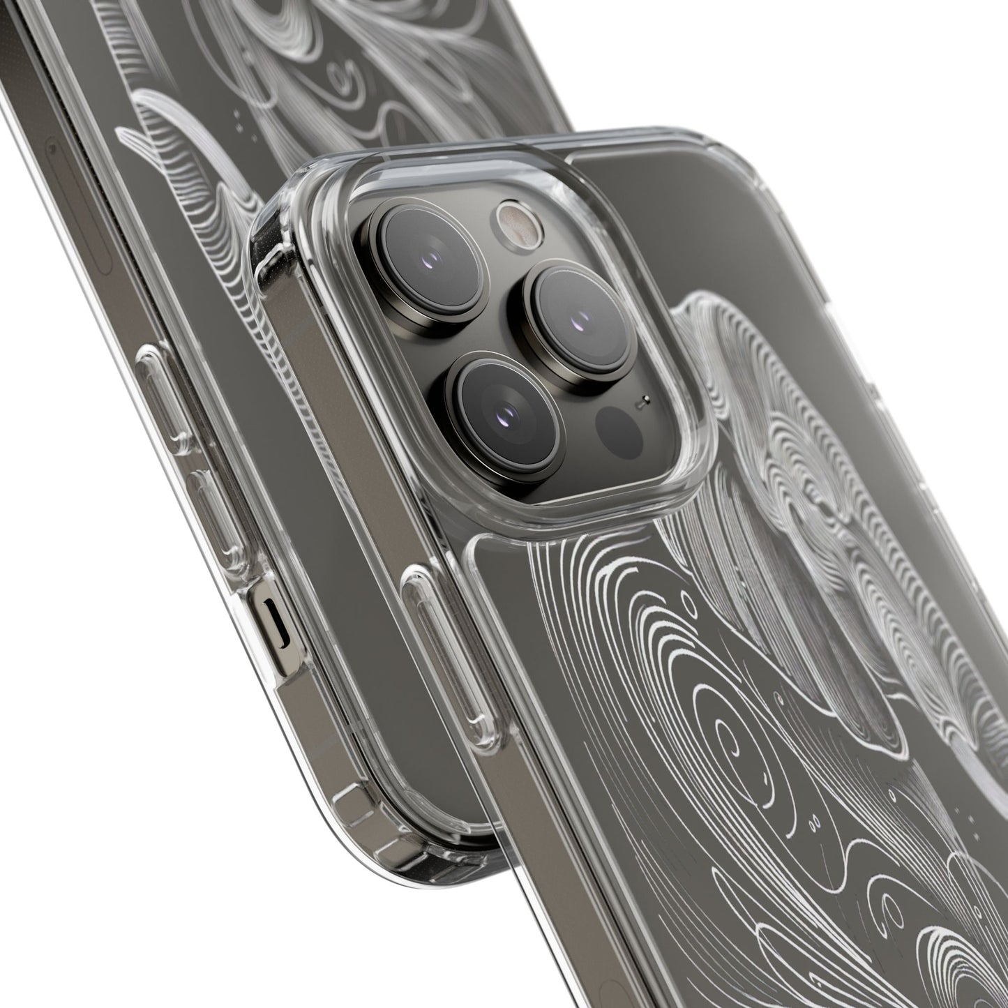 Transparent Elephant in Flowing Lines Iphone Case Compatible With Iphone 16 15 14 - Clear Phone Cover