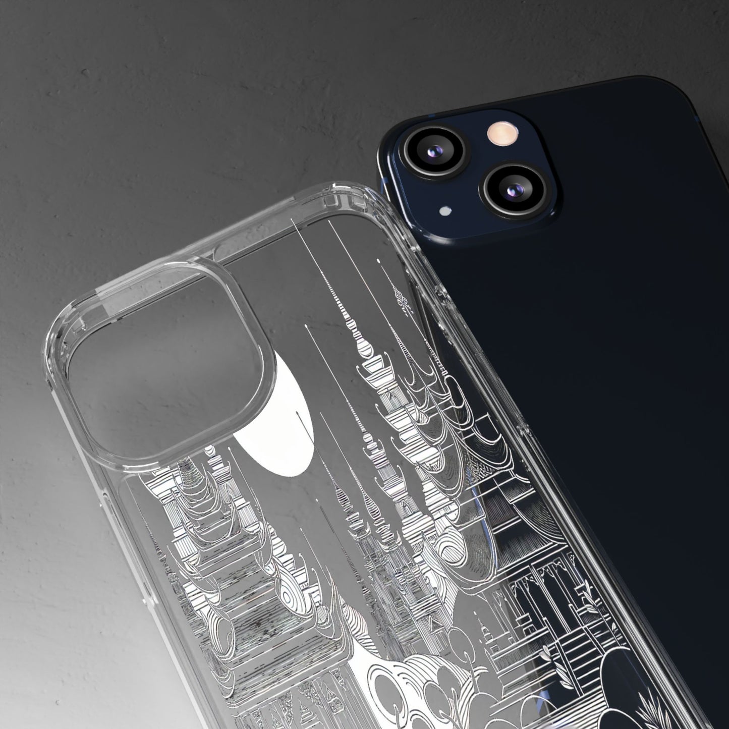 Transparent Temple Silhouette Under Bright Moon Iphone Case Compatible With Iphone 16 15 14 - Clear Phone Cover