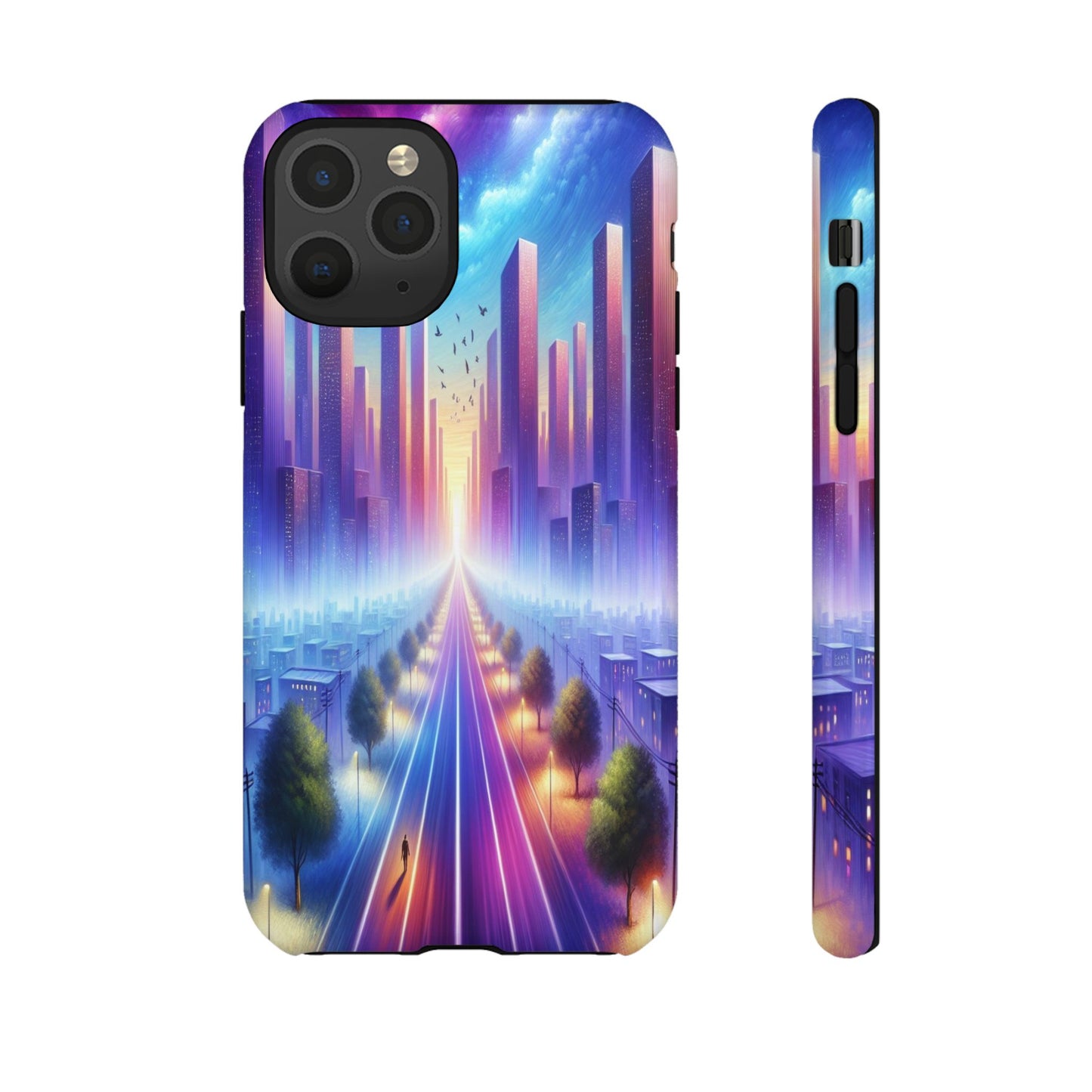 Journey into the Luminous Cityscape - Phone Case