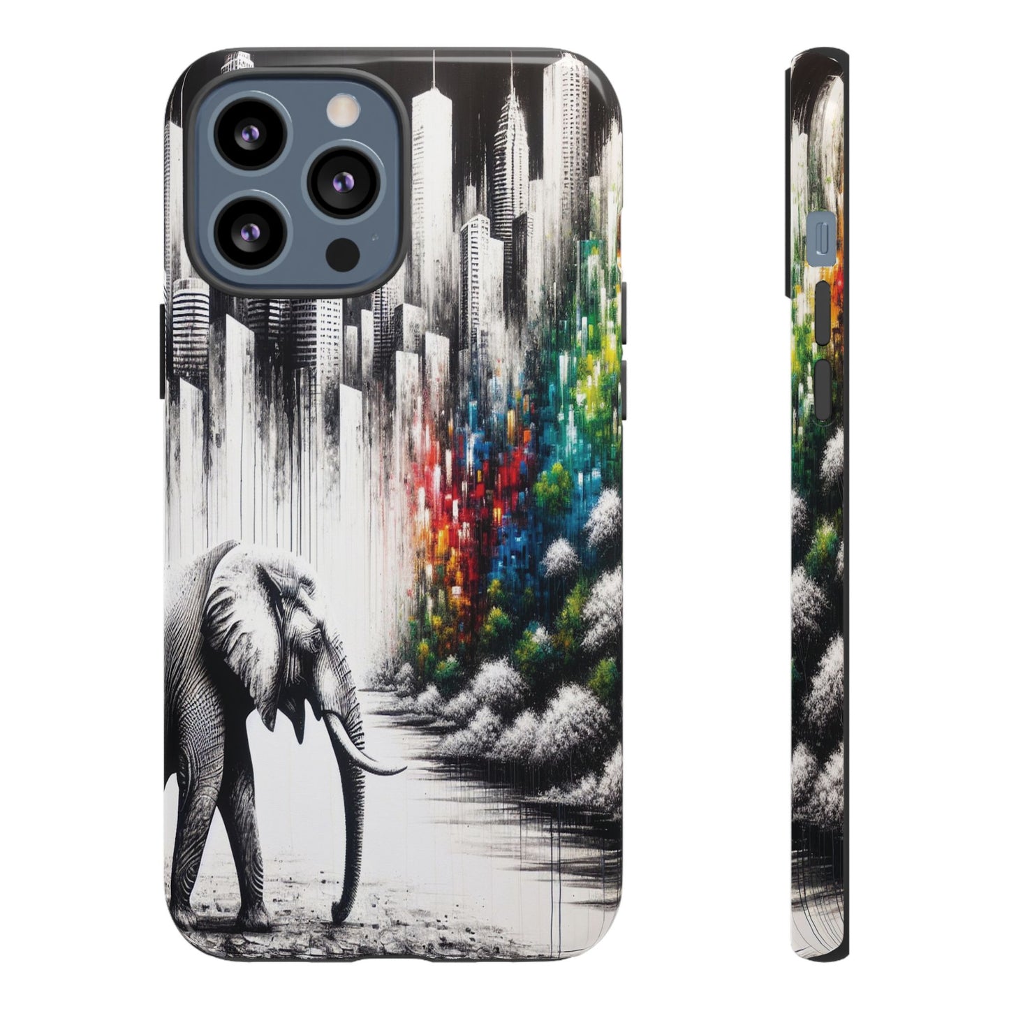 Protective Elephant's Journey Through the Cityscape Iphone Case Compatible With Iphone 16 15 14 - Phone Cover