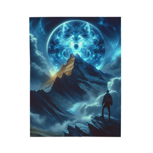 Wolf's Majesty in the Clouds - Plush Blanket