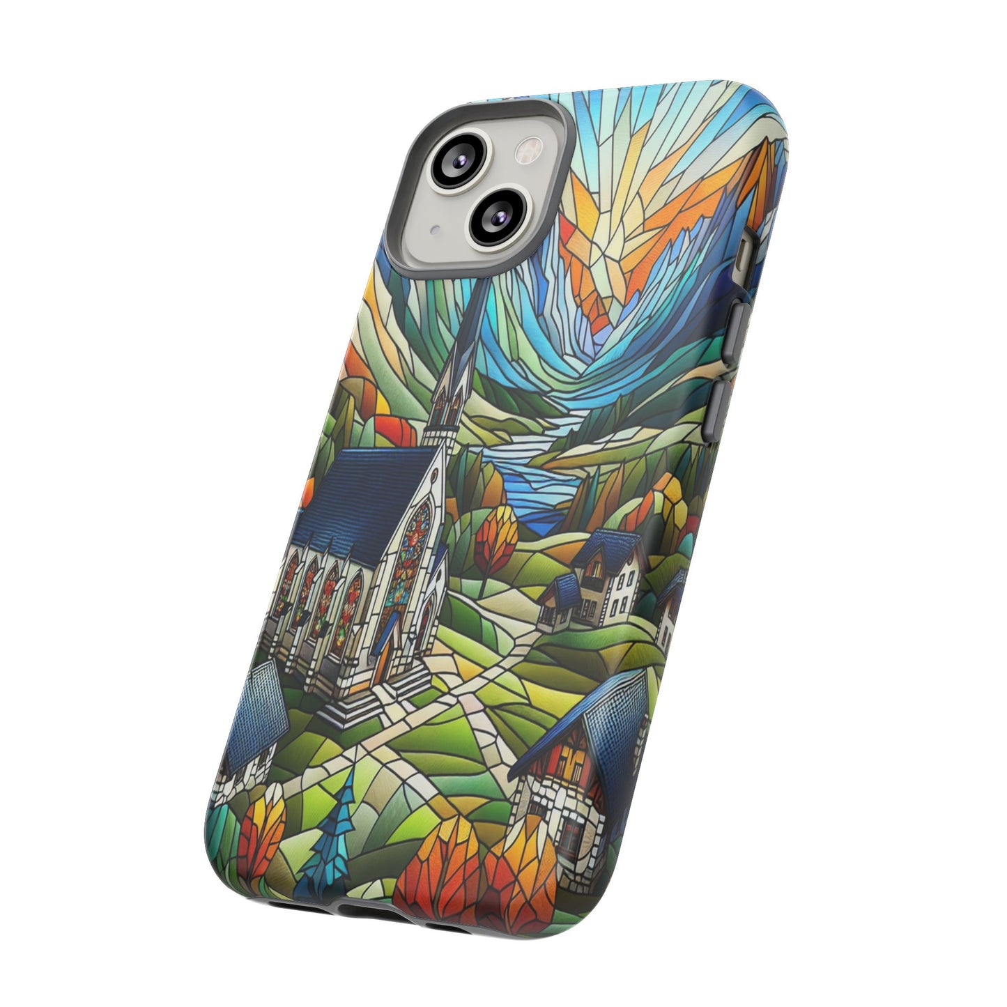 Stained Glass Countryside Scene - Phone Case