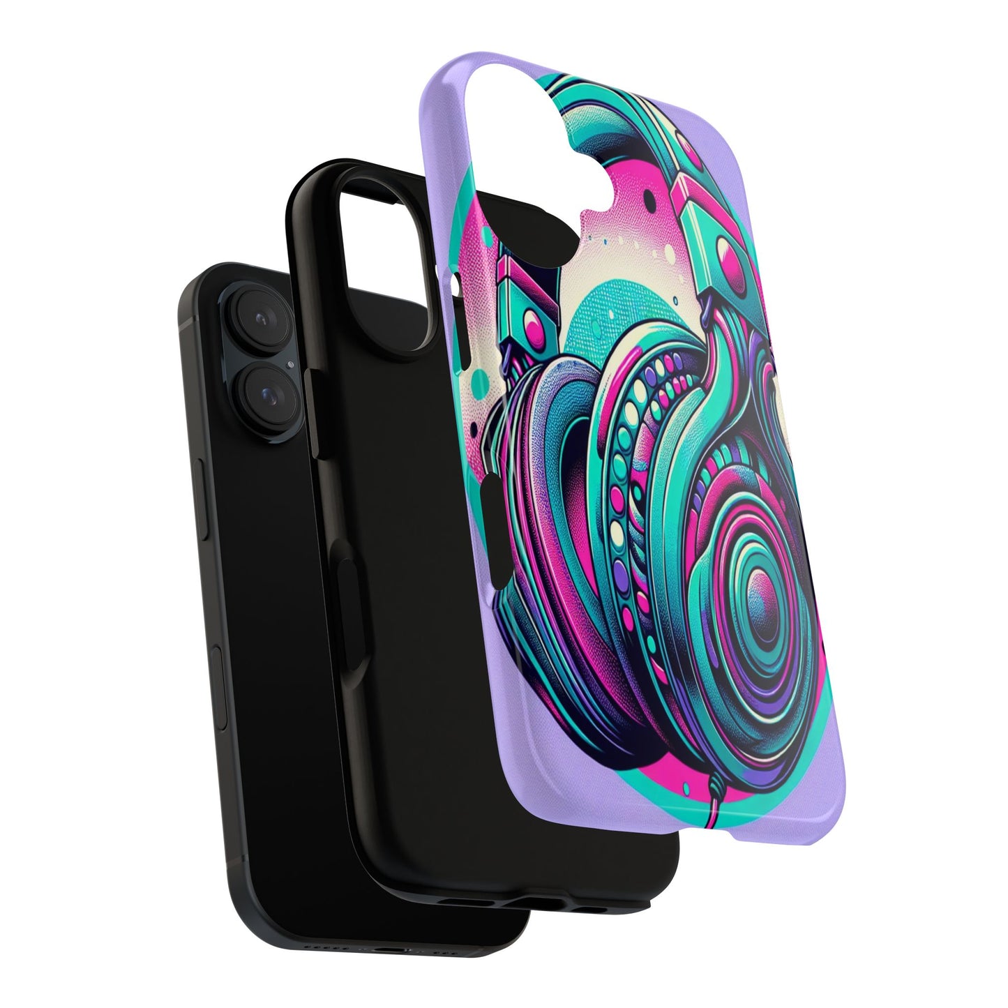Custom ProtectiveHeadphone Vibes in Electric ColorsIphone Case Compatible With Iphone 16 15 14 - Phone Cover