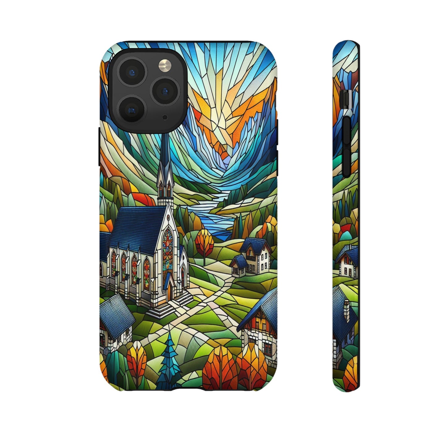 Stained Glass Countryside Scene - Phone Case