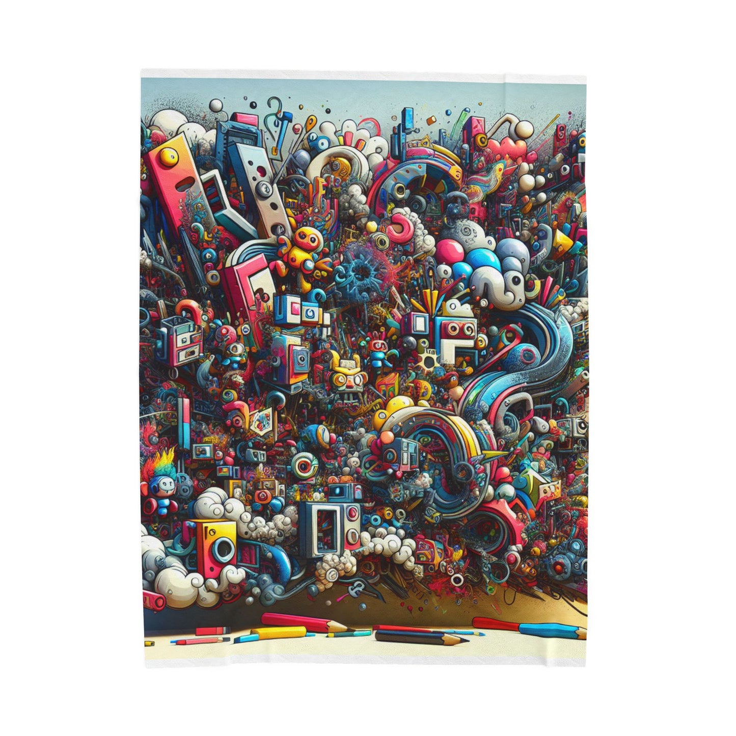 Artistic Chaos of Shapes - Plush Blanket