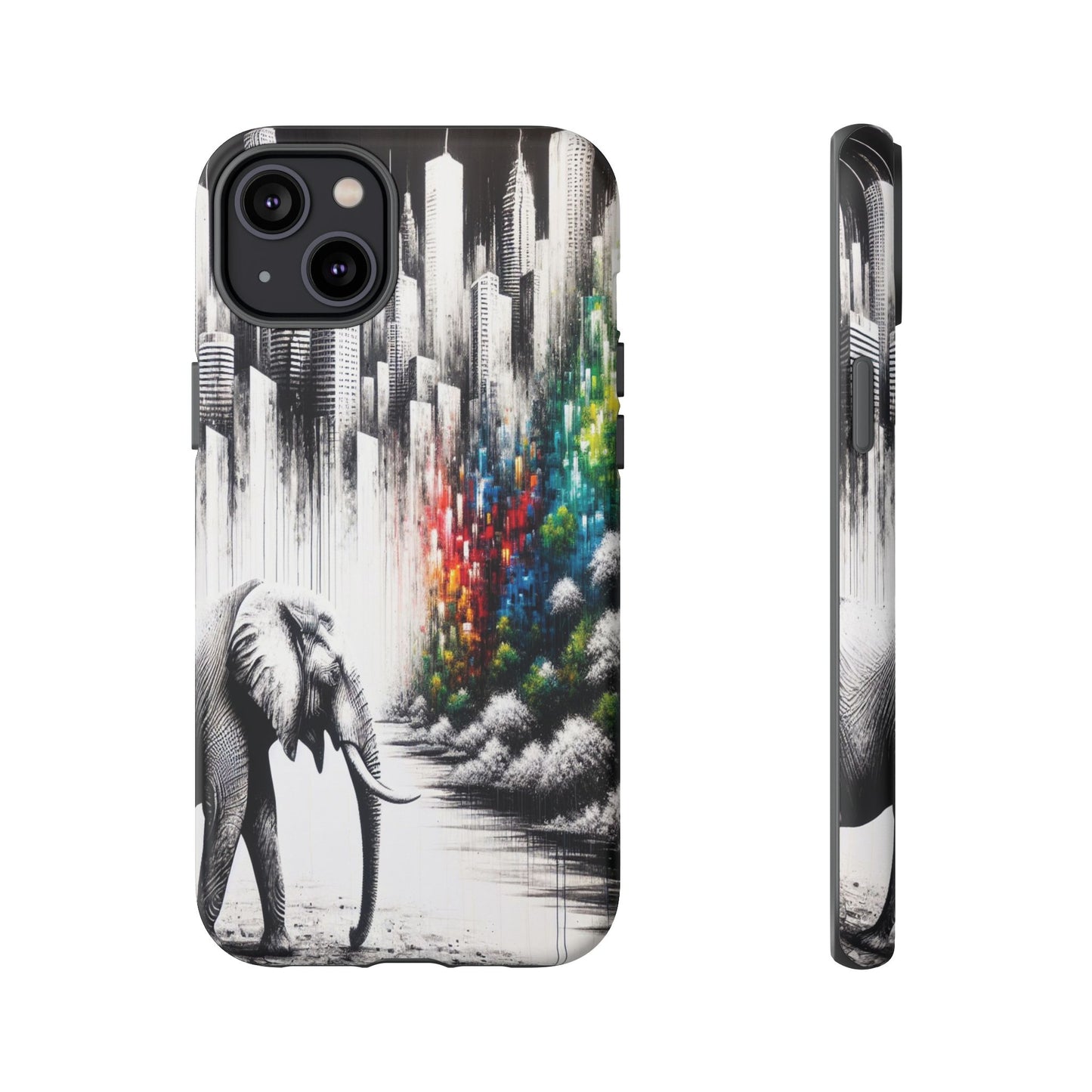 Protective Elephant's Journey Through the Cityscape Iphone Case Compatible With Iphone 16 15 14 - Phone Cover