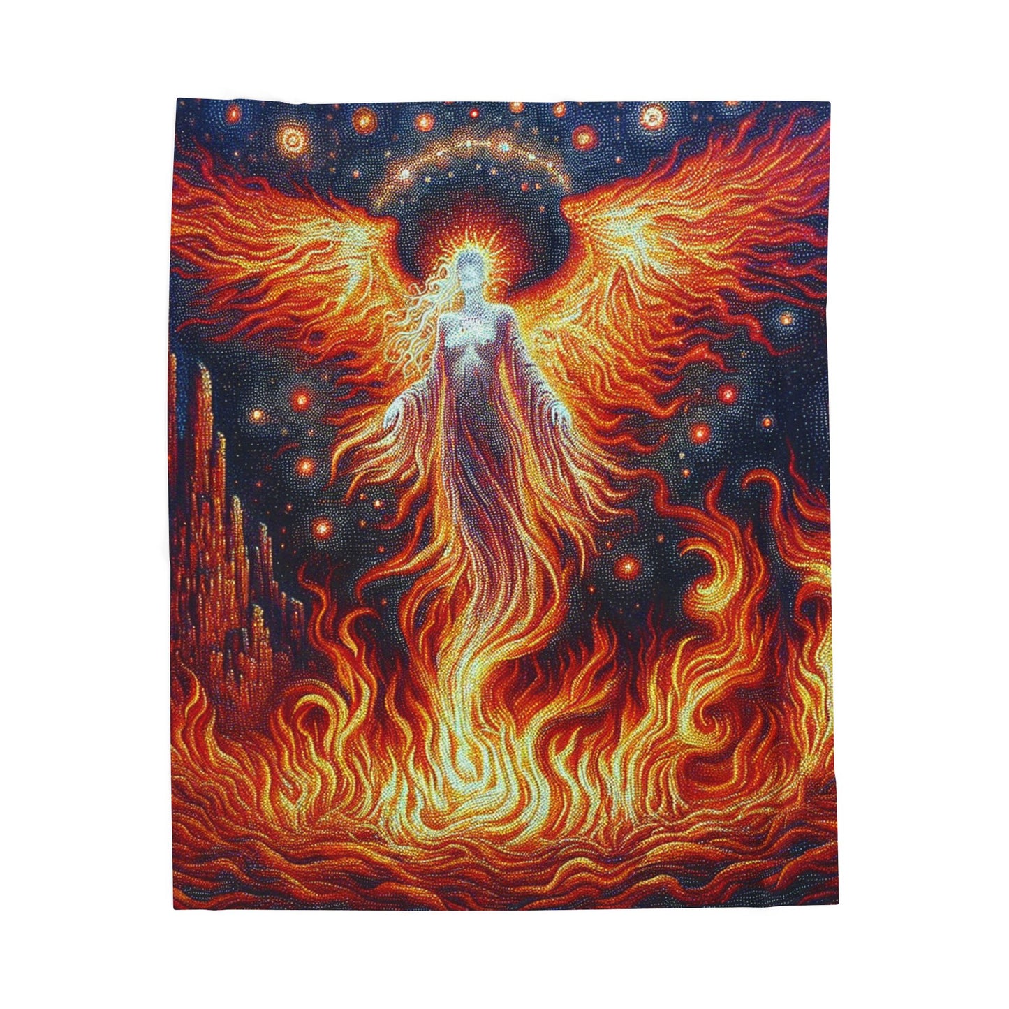 Phoenix Rising from Embers - Plush Blanket