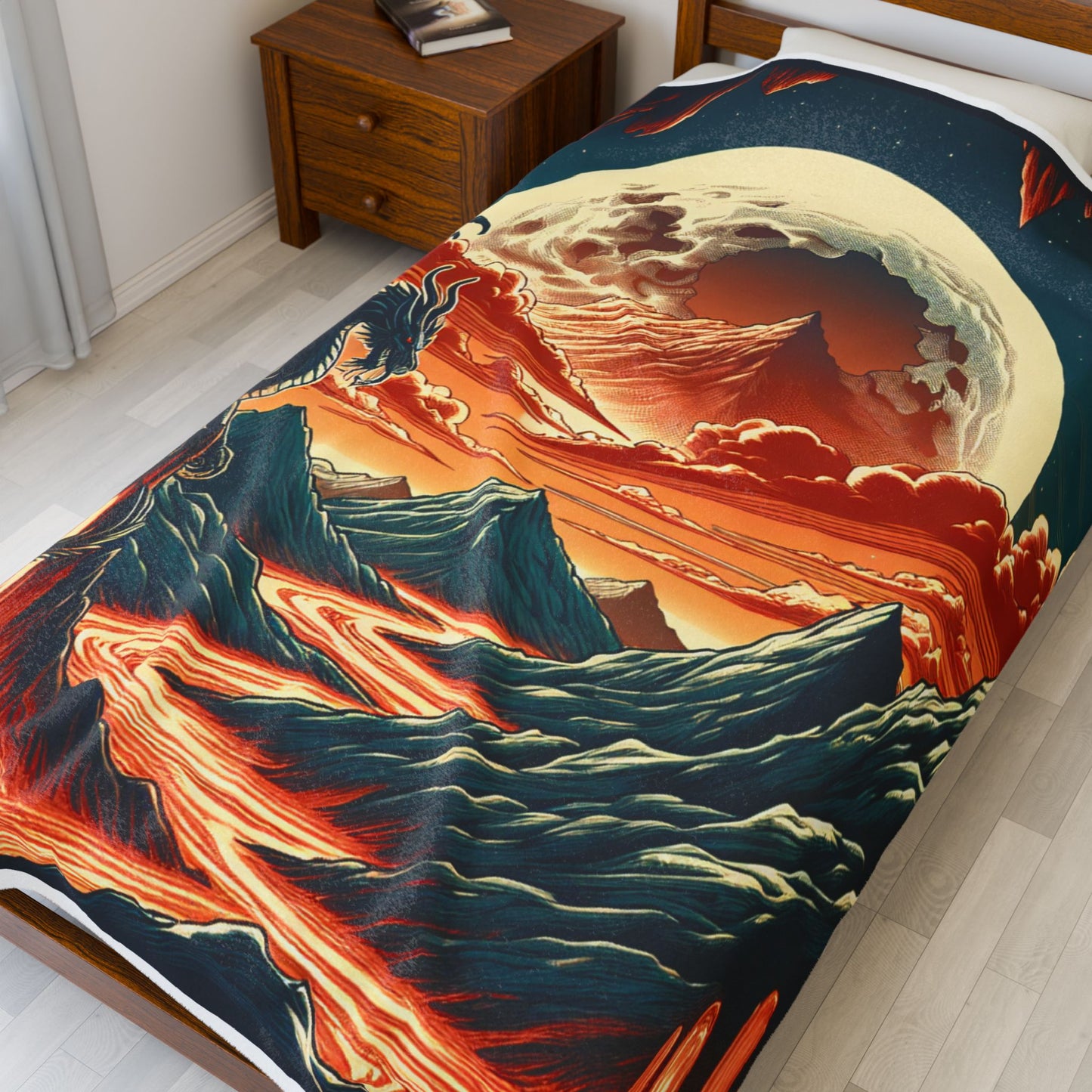 Dragon's Realm at Moonrise - Plush Blanket
