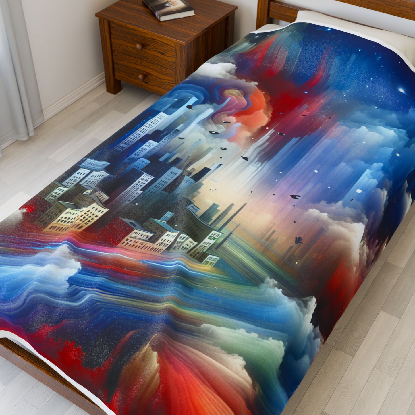 Dreamlike Metropolis Vista - Plush Blanket