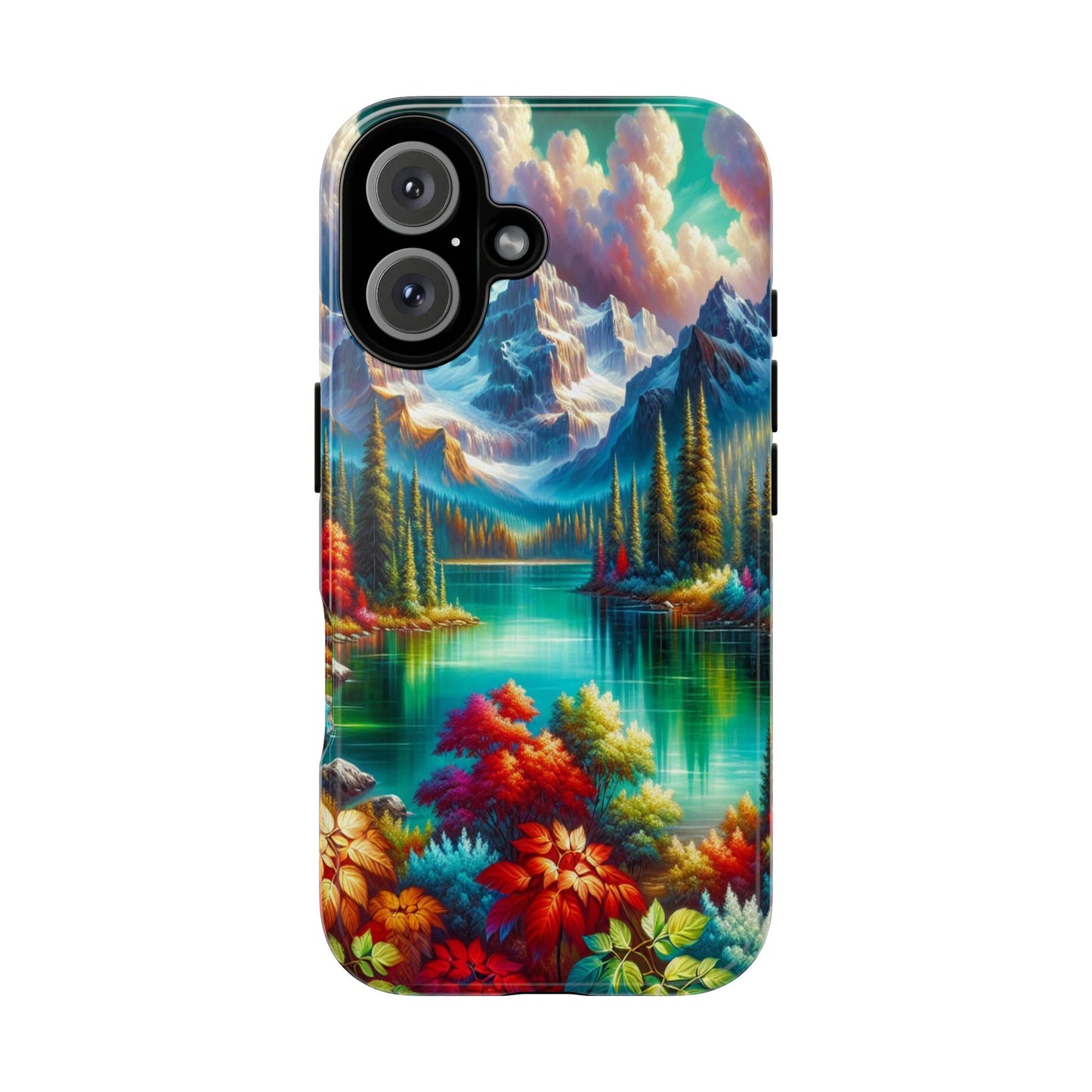 Colorful Mountain Lake Scene - Phone Case
