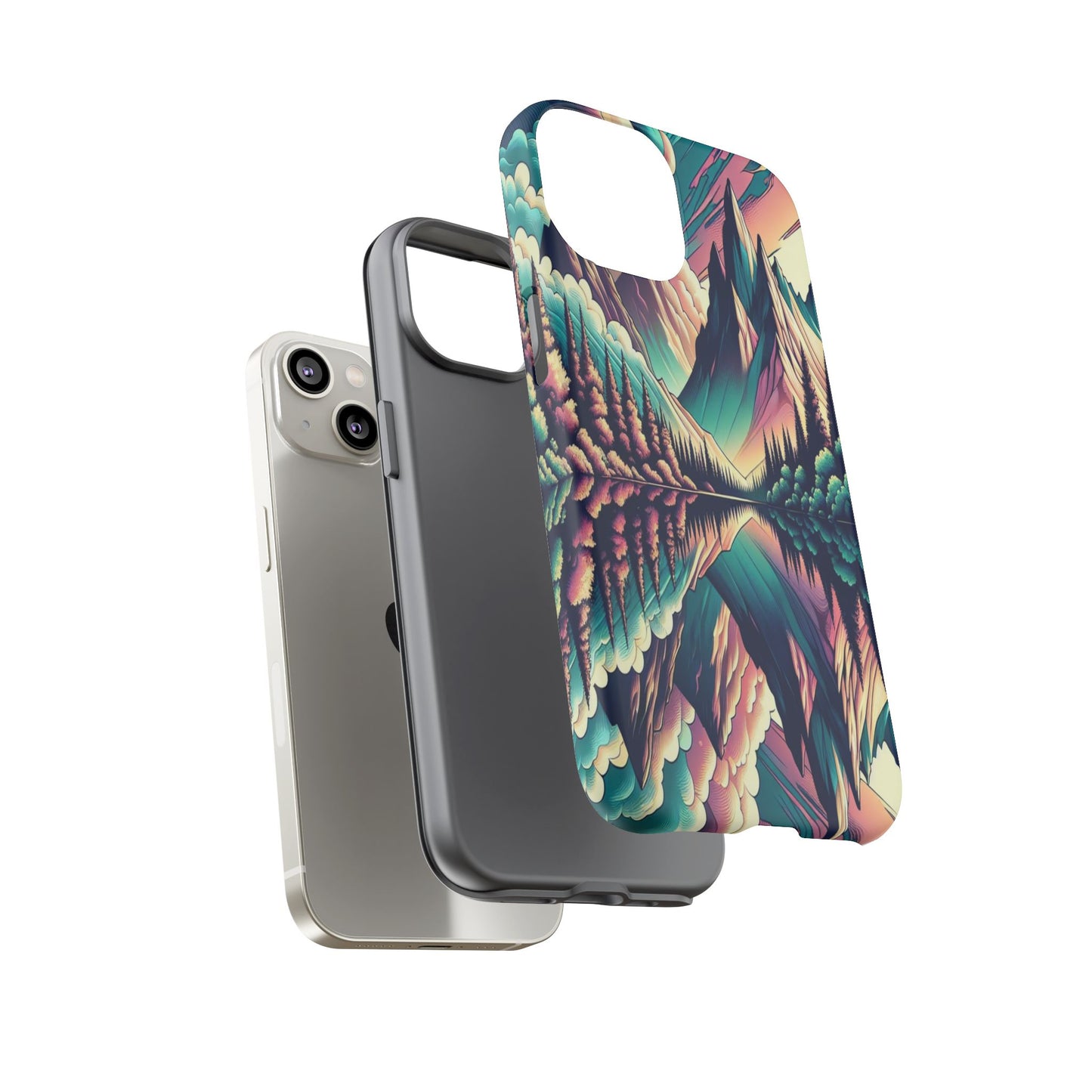 Tranquil Peaks and Reflected Skies - Phone Case