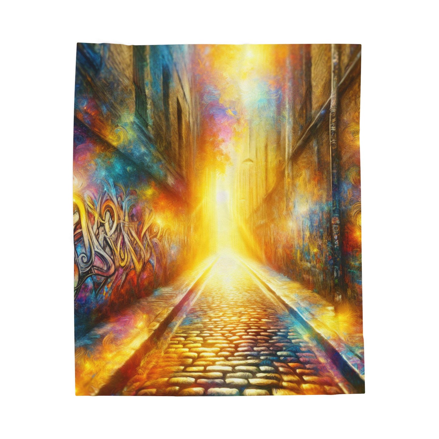 Illuminated Alleyway Journey - Plush Blanket