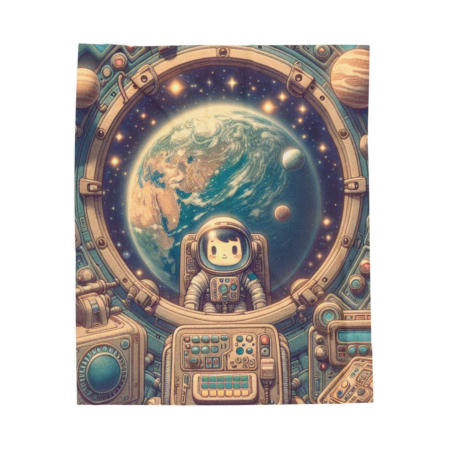 Explorer's Cosmic View - Plush Blanket