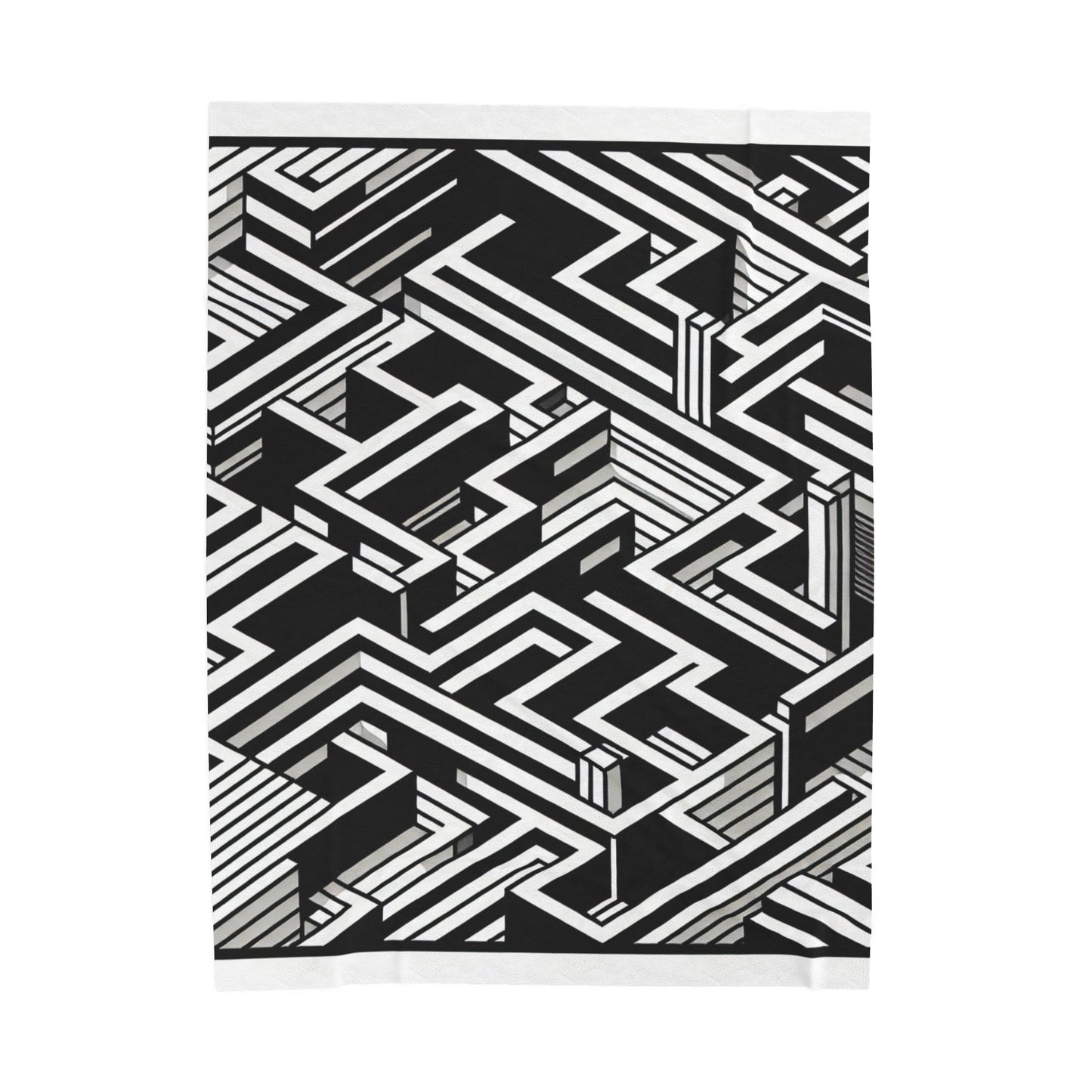 Maze of Depth and Contrast - Plush Blanket