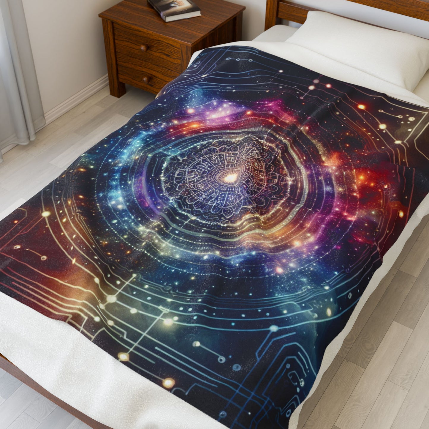 Galactic Mandala Illuminations - Plush Blanket