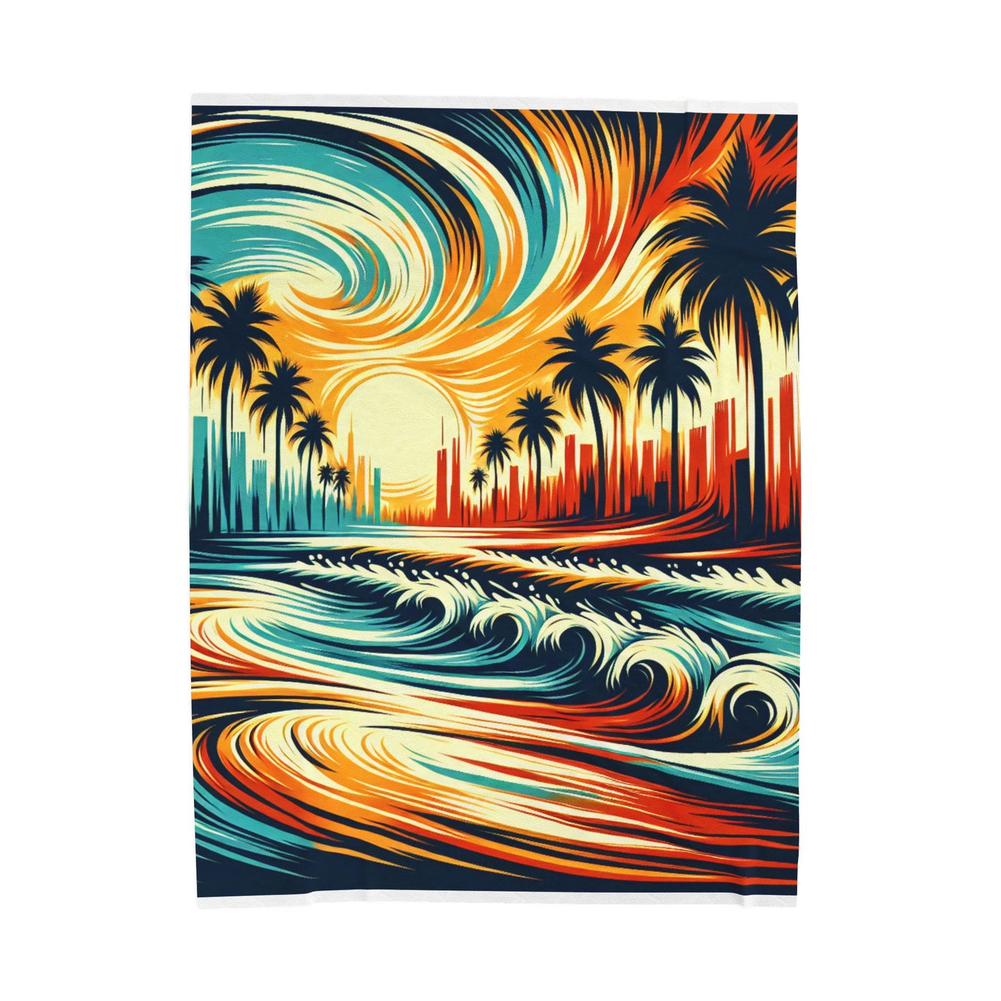 Palm Wave Illusion - Plush Blanket