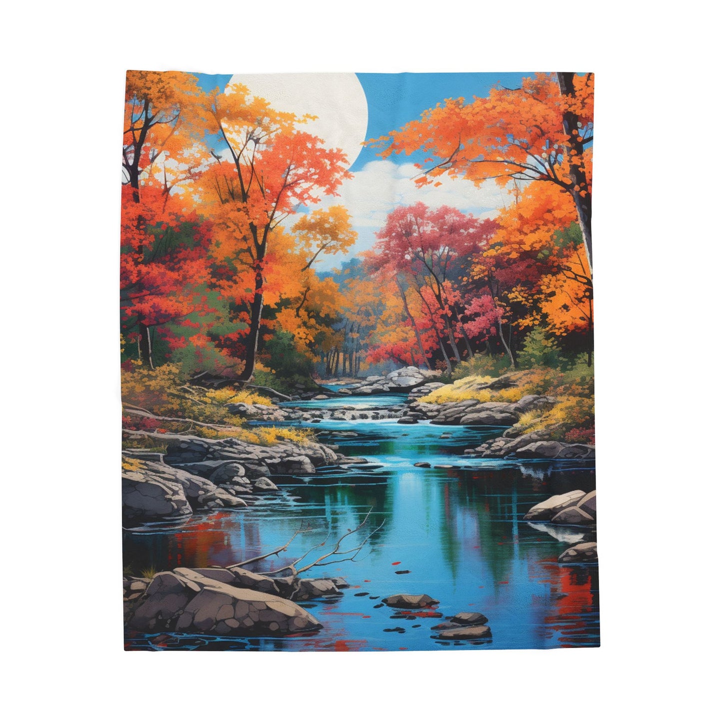 Riverside Hues in Fall- Plush Blanket