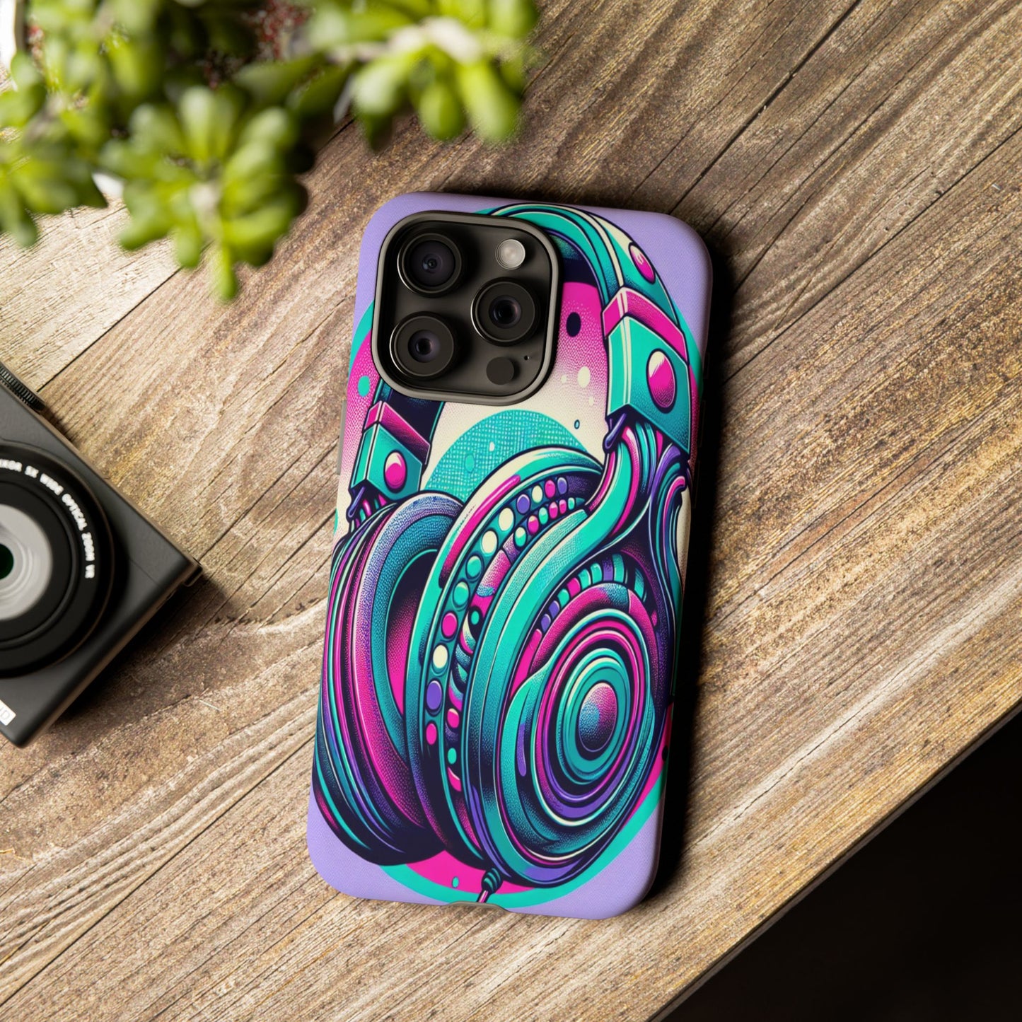 Custom ProtectiveHeadphone Vibes in Electric ColorsIphone Case Compatible With Iphone 16 15 14 - Phone Cover