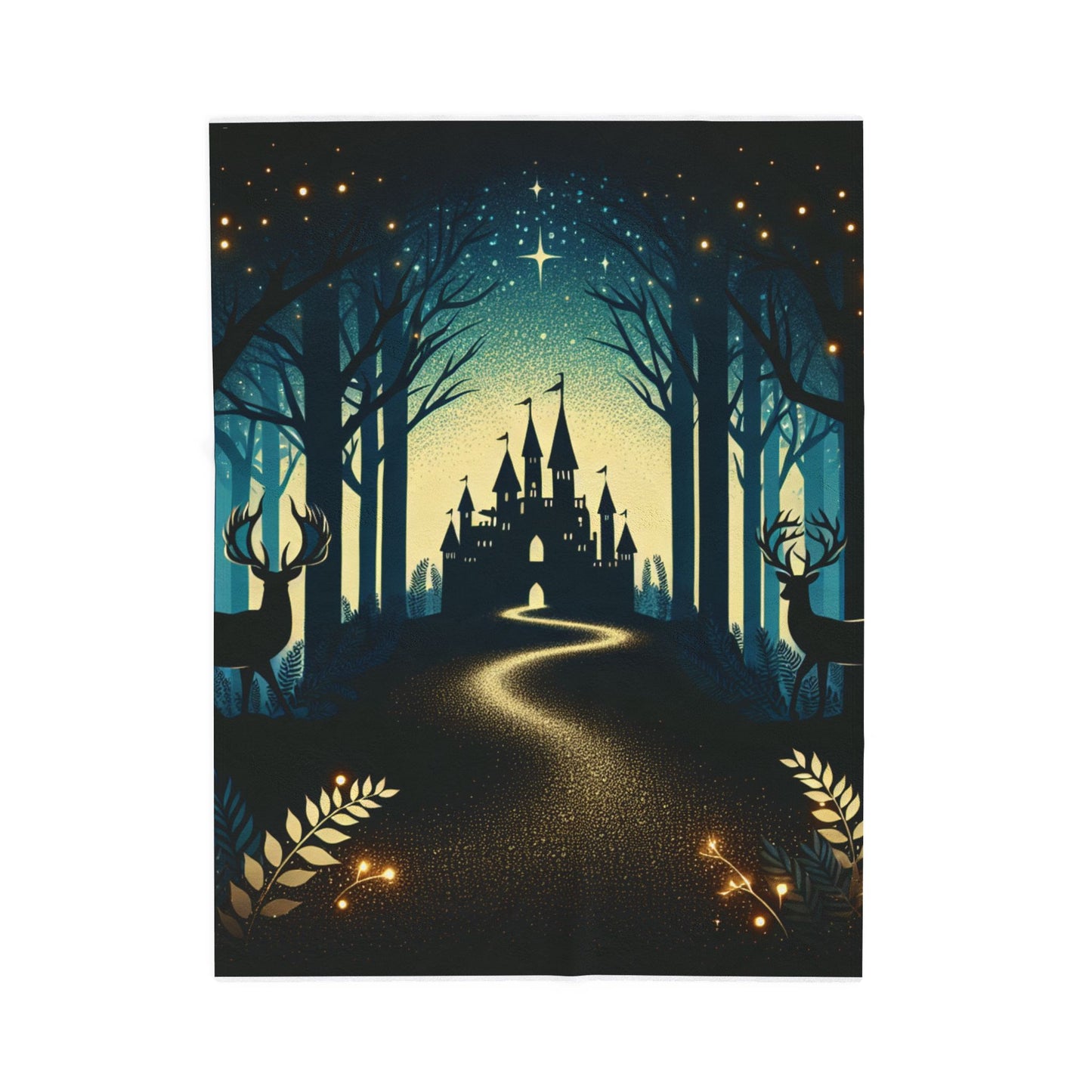 Mystical Enclave in the Starlit Grove - Plush Blanket