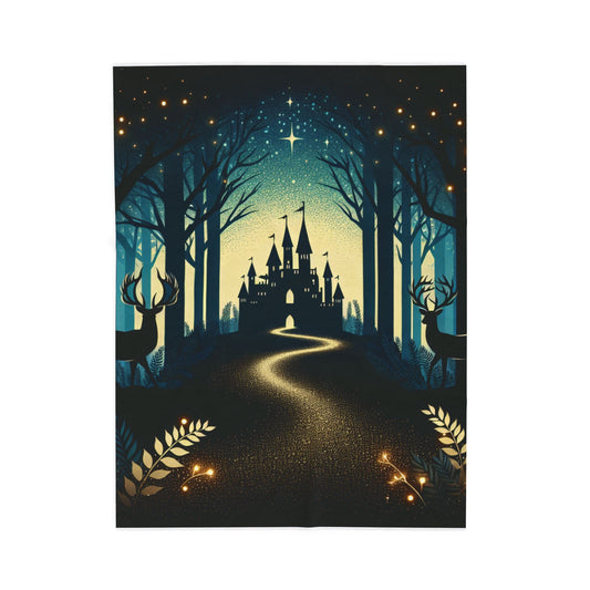 Mystical Enclave in the Starlit Grove - Plush Blanket