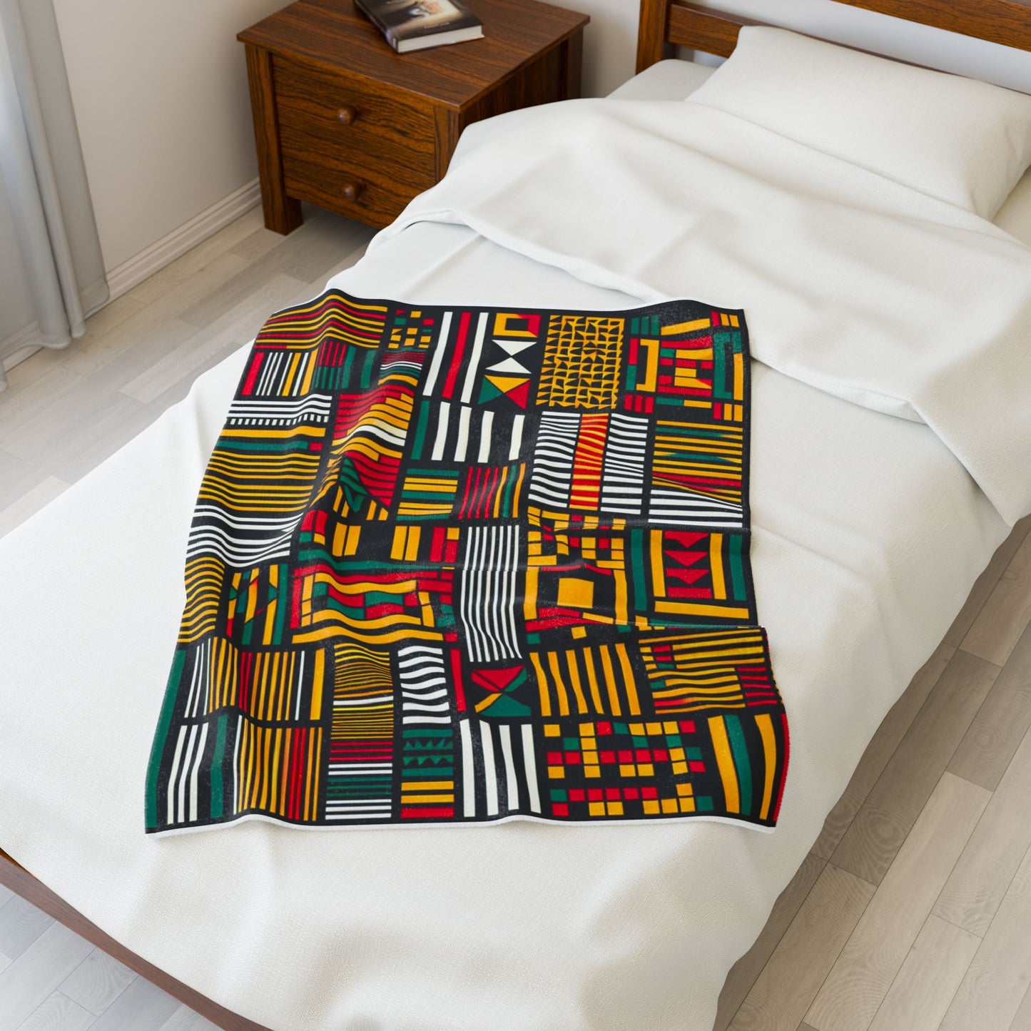 Contrast Patchwork Canvas- Plush Blanket