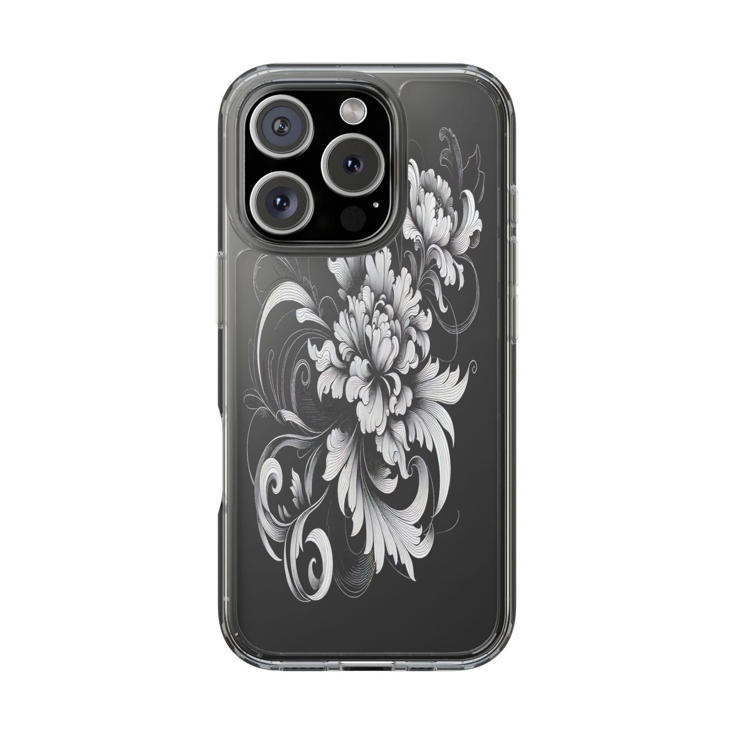 Transparent Intricate Flourish Design Iphone Case Compatible With Iphone 16 15 14 - Clear Phone Cover