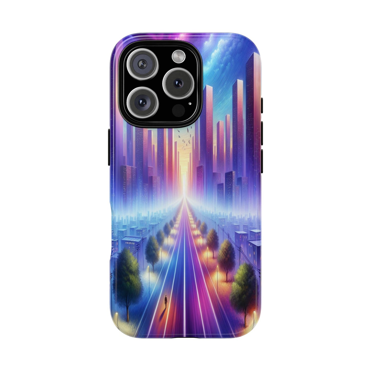 Journey into the Luminous Cityscape - Phone Case