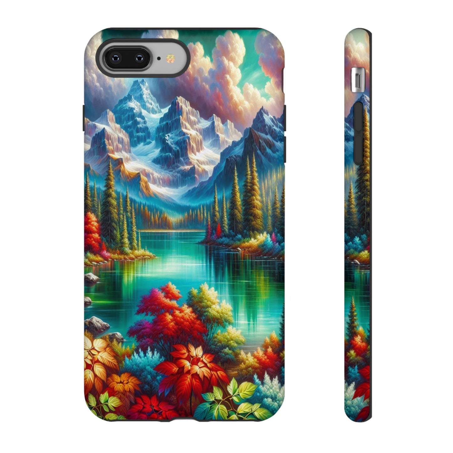 Colorful Mountain Lake Scene - Phone Case