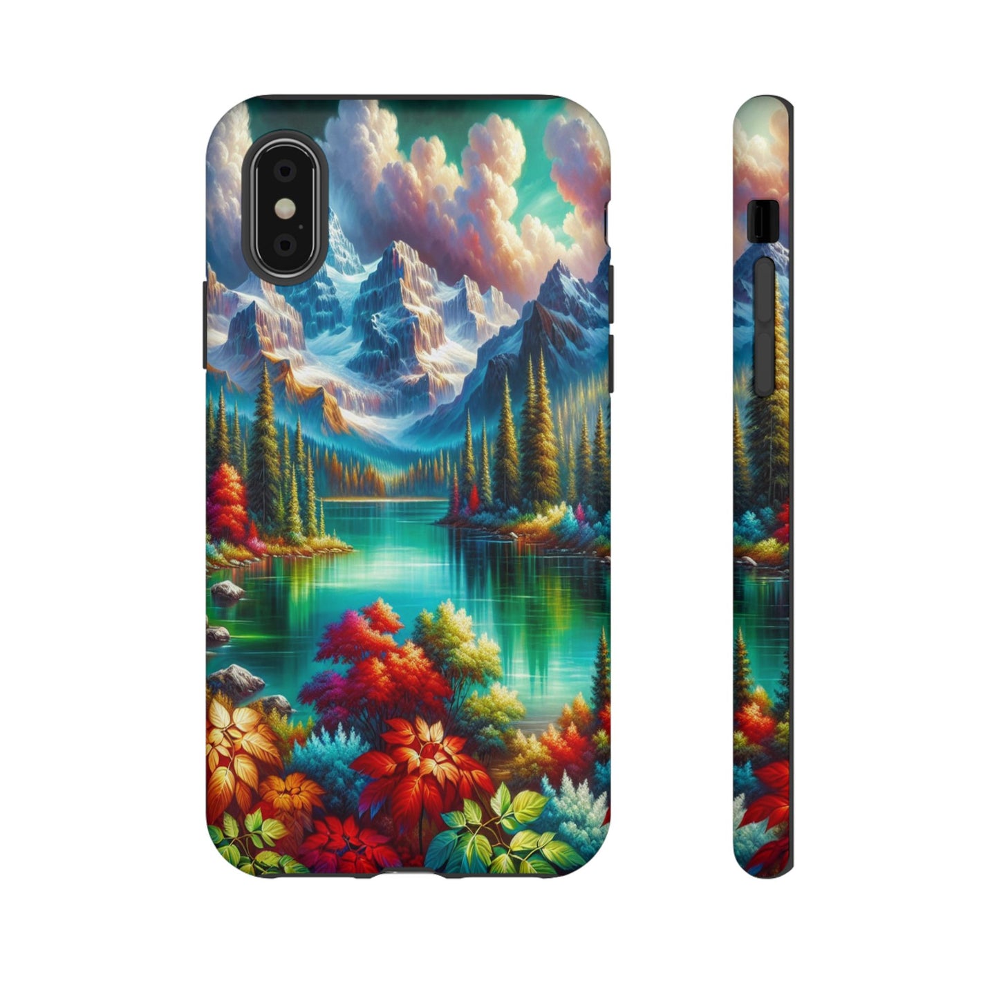 Colorful Mountain Lake Scene - Phone Case