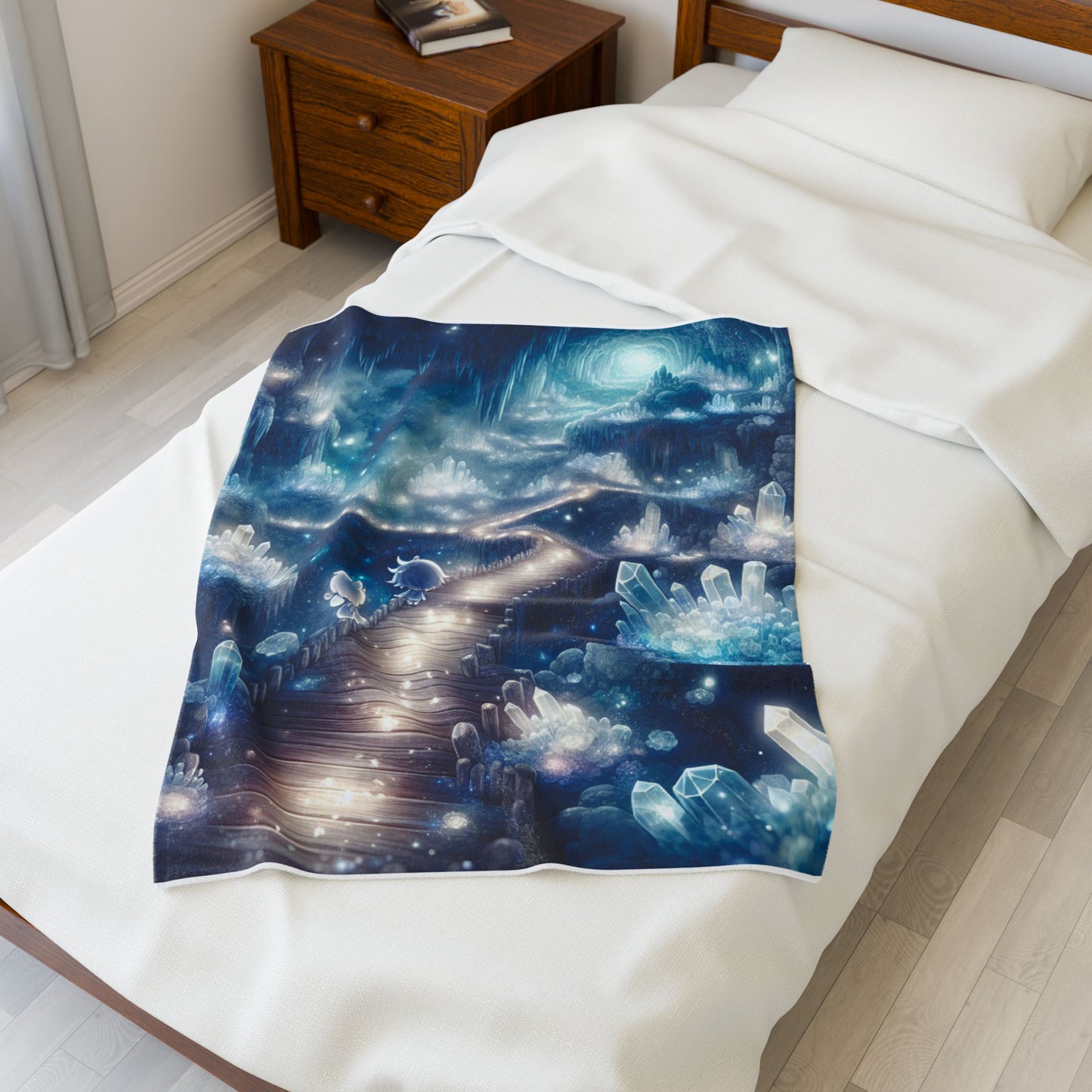 Journey through Enchanted Caverns - Plush Blanket