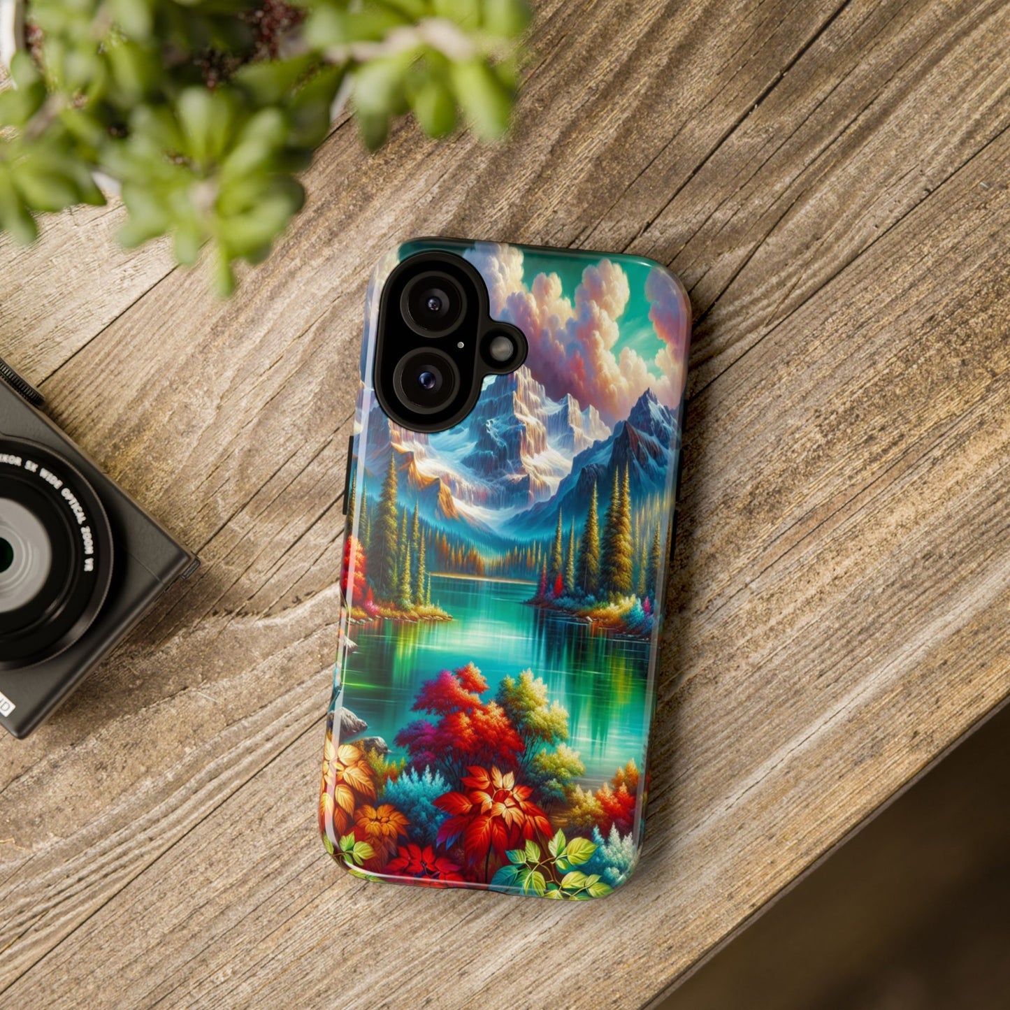 Colorful Mountain Lake Scene - Phone Case