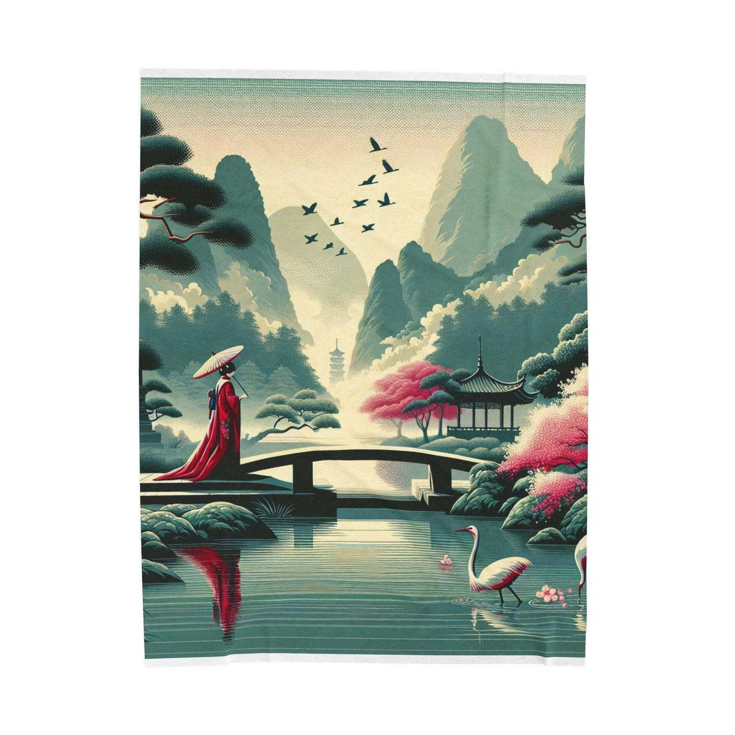 Tranquil Reverence in a Timeless Garden - Plush Blanket