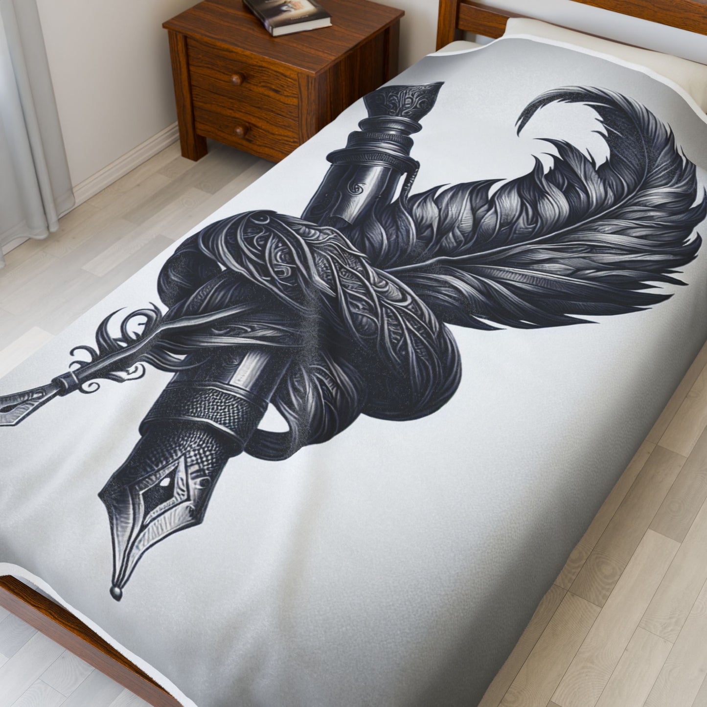 Inked Quill and Nib Knot- Plush Blanket