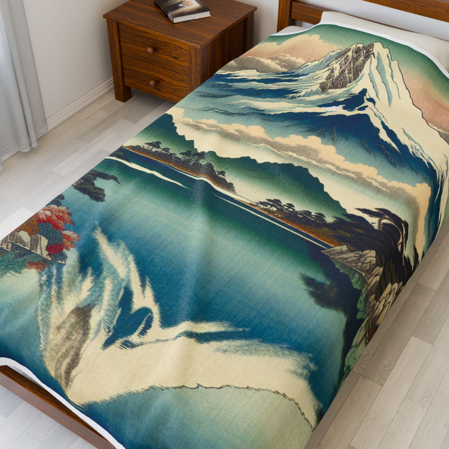 Majestic Peaks and Tranquil Lake - Plush Blanket