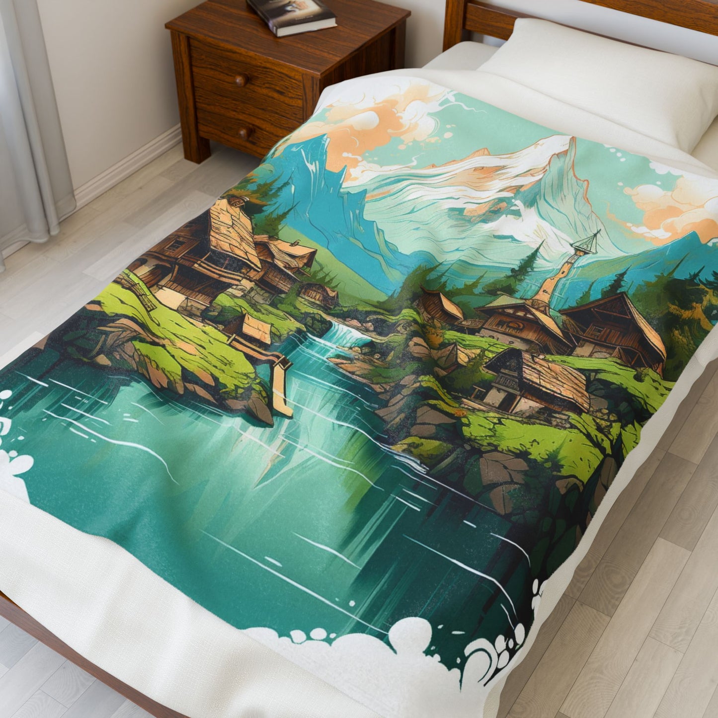 Mountain Village Serenity- Plush Blanket
