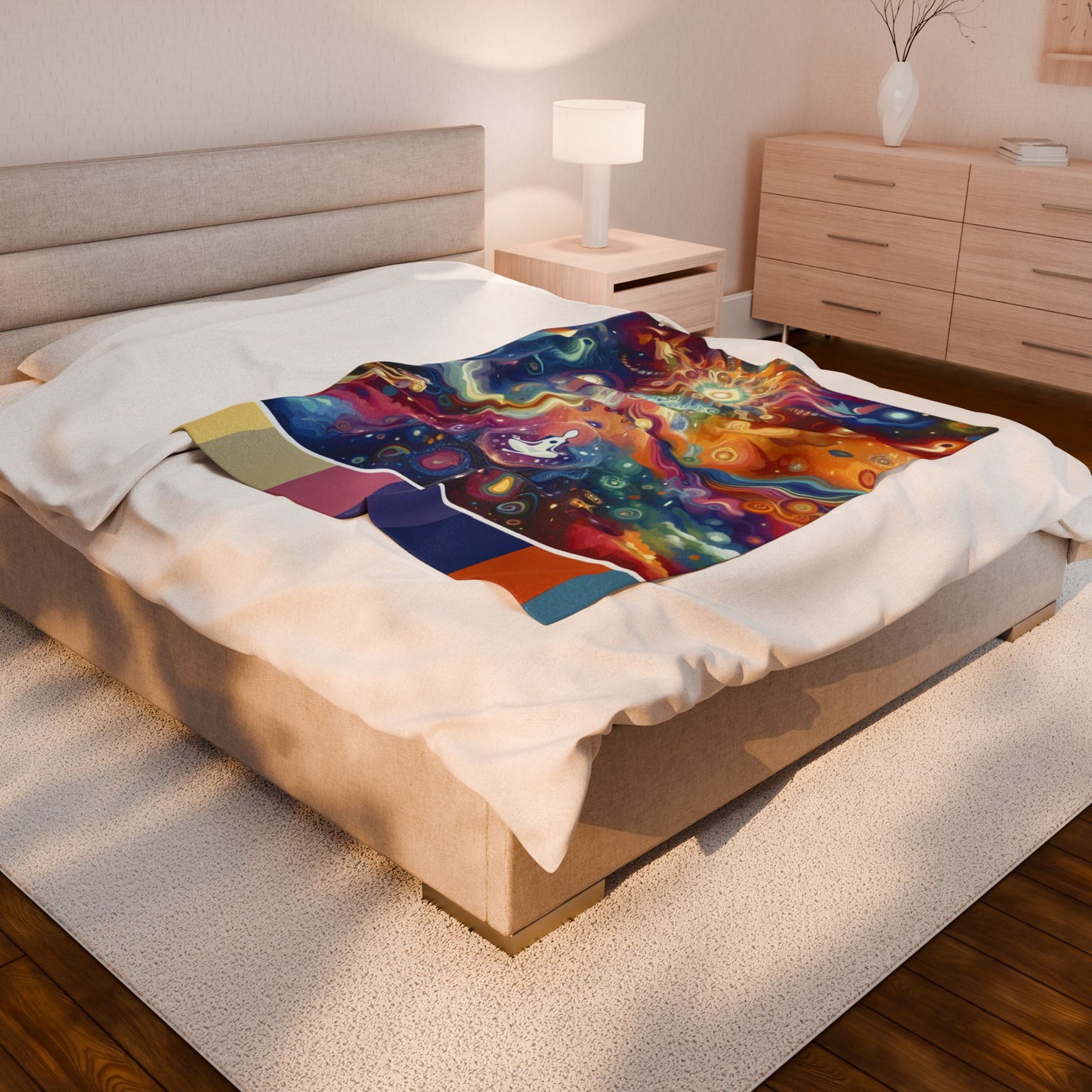 Meditative Cosmic Vortex - Plush Blanket