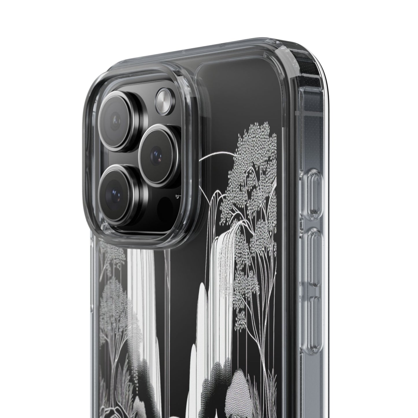 Transparent Waterfall Bridge Scene Iphone Case Compatible With Iphone 16 15 14 - Clear Phone Cover