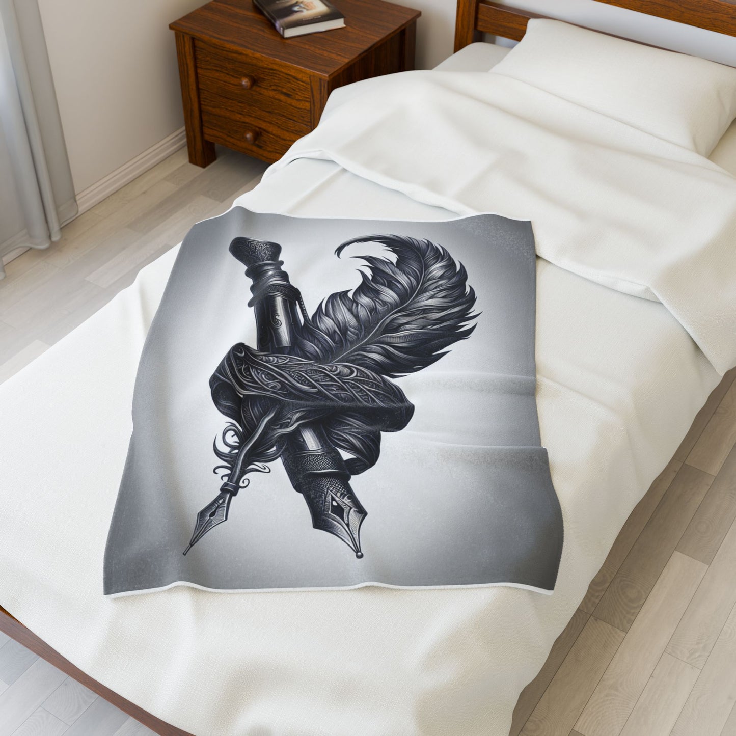 Inked Quill and Nib Knot- Plush Blanket