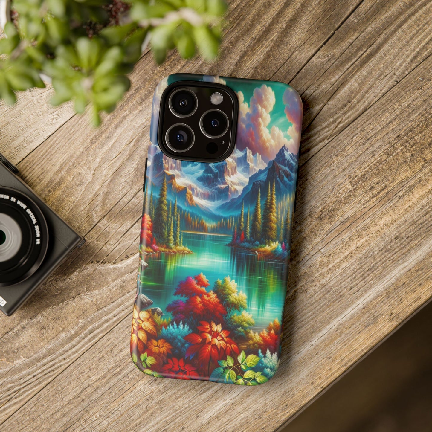 Colorful Mountain Lake Scene - Phone Case