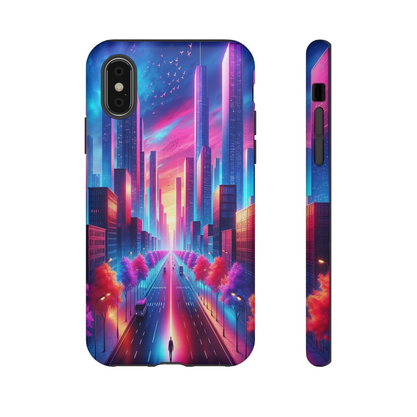 Protective Wanderer in a Luminous Cityscape Iphone Case Compatible With Iphone 16 15 14 - Phone Cover
