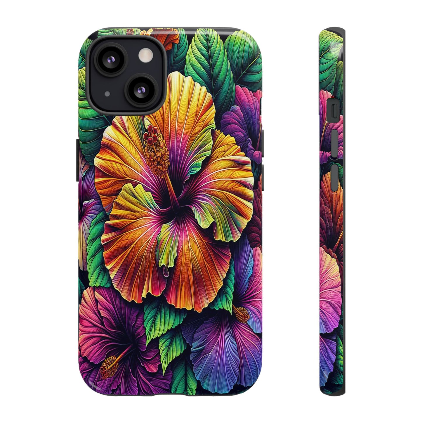 Custom ProtectiveColorful Hibiscus RadianceIphone Case Compatible With Iphone 16 15 14 - Phone Cover
