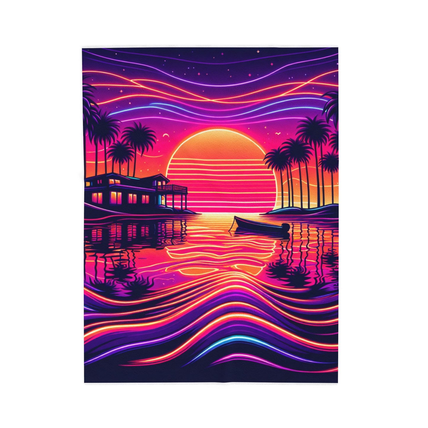 Island Glow in the Evening - Plush Blanket