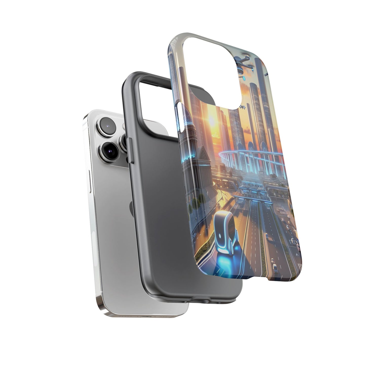 Futuristic Cityscape Unveiled - Phone Case