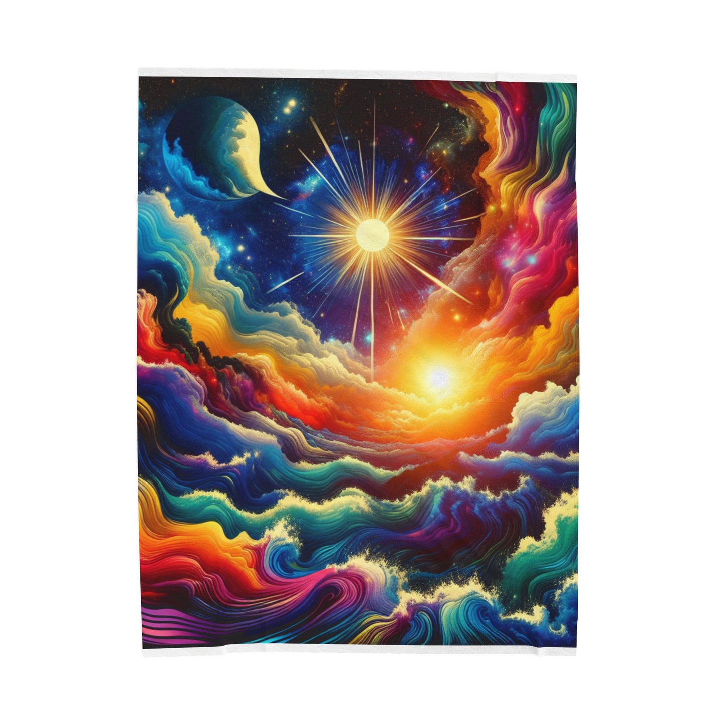 Cosmic Waves Odyssey - Plush Blanket