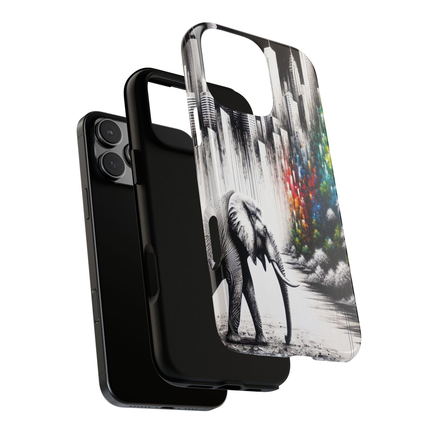 Protective Elephant's Journey Through the Cityscape Iphone Case Compatible With Iphone 16 15 14 - Phone Cover