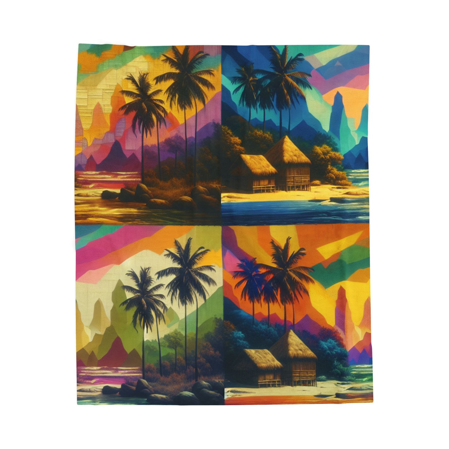 Island Hues in Quadruplicate- Plush Blanket