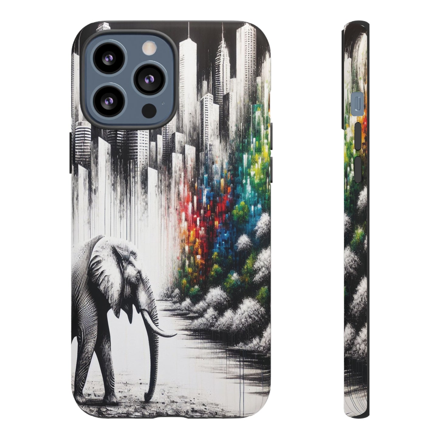 Protective Elephant's Journey Through the Cityscape Iphone Case Compatible With Iphone 16 15 14 - Phone Cover